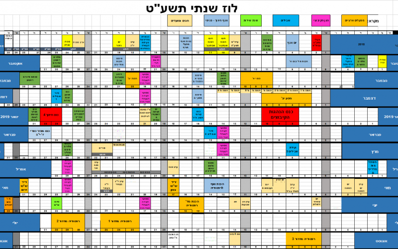 לו"ז שנתי לשנת תשע"ט